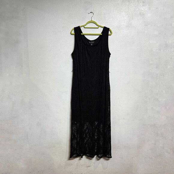 Connected Apparel Black Sleeveless Lace Maxi Dress Sz 16 - Picture 1 of 10